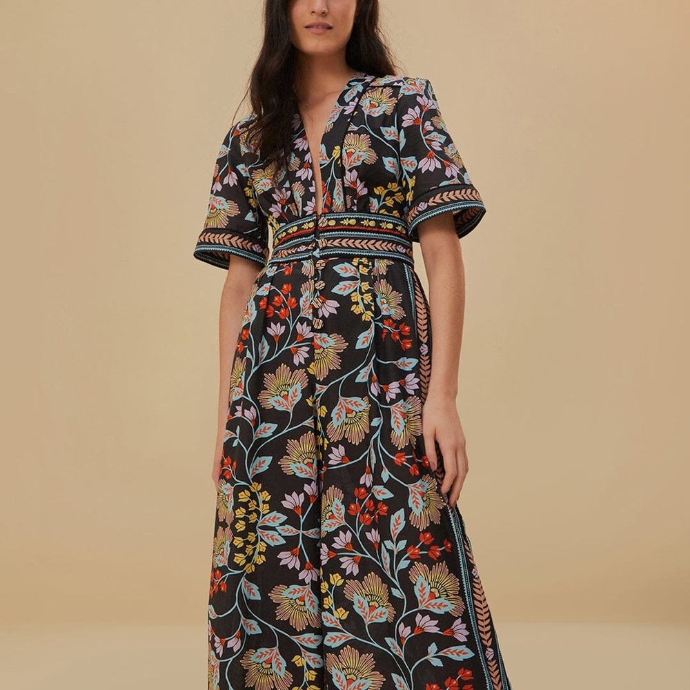 Farm Rio Flowery Black Jumpsuit - Picture 5 of 7
